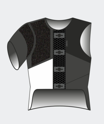 Auflage-Schießsportweste Simetra MARABIC 100 - Schwarz/Weiß/Anthrazit - sitzend