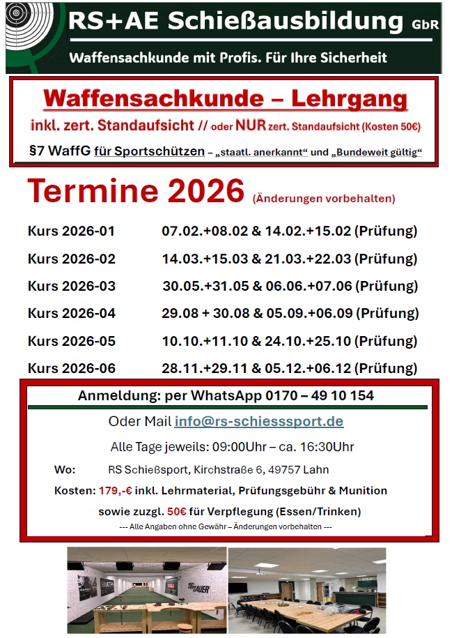 Waffensachkunde Termine 2026